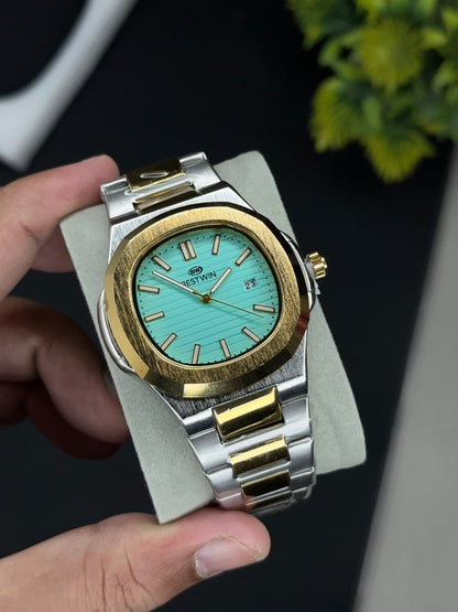 Bestwin Luxury Two-Tone Watch – Mint Green Dial with Gold Accents
